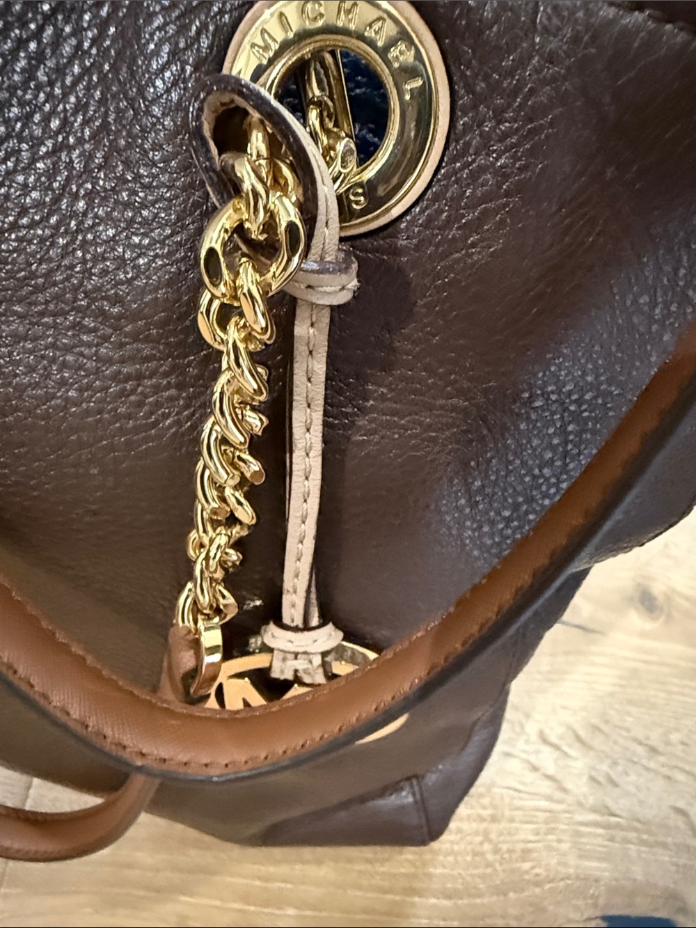 Michael Kors Dark Brown Leather Tote with Gold Hardware - Picture 5 of 13